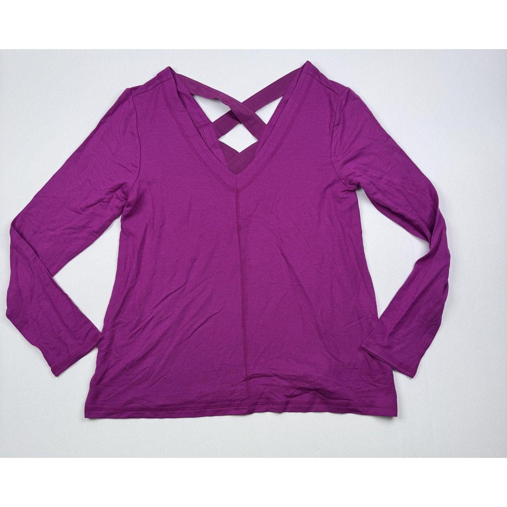 Lilly Pulitzer Shirt Womens Small Purple Criss Cross V Neck Long Sleeve Modal